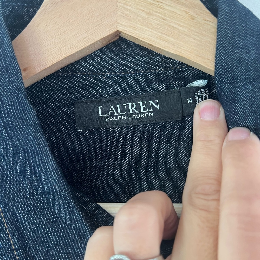 Lauren Ralph Lauren Denim Belted Shirt Dress In Dark Rinse Indigo Size 14 NWT - Picture 5 of 12